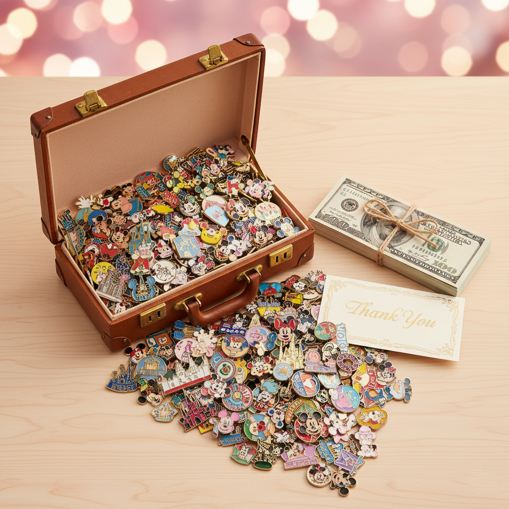 Suitcase full of disney pins